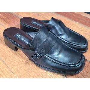 Etienne Aigner 6 M Hudson Black Leather Mule Loafer Womens 8M Square Toe Brazil